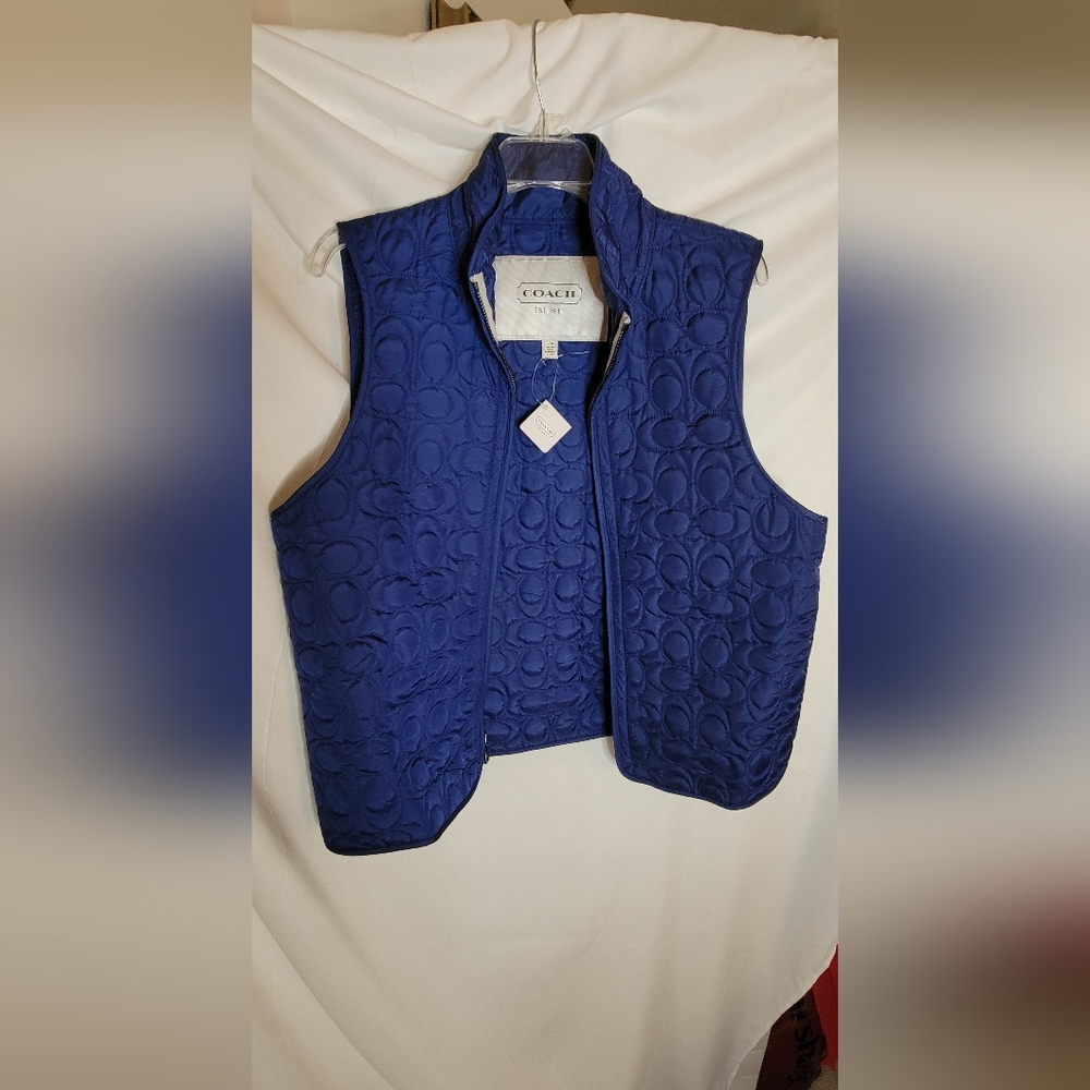 COACH blue zipper vest NWT